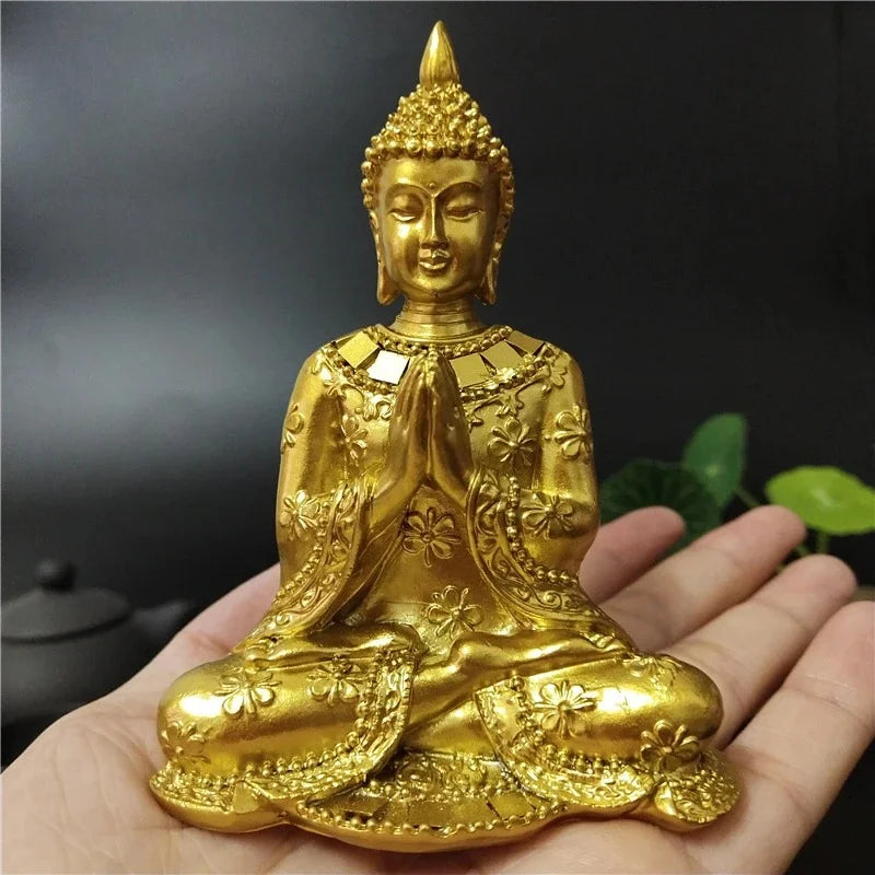 Mini Estátua de Buda Hindu Dourado - Decoração para Casa e Jardim