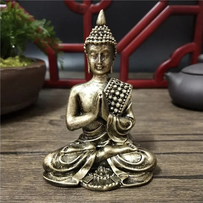 Mini Estátua de Buda Hindu Dourado - Decoração para Casa e Jardim