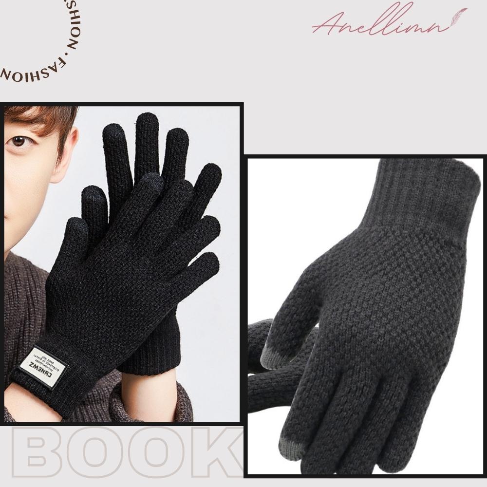 Anellimn compre melhor Luva de Frio masculina Lã com Touch luva de inverno barato