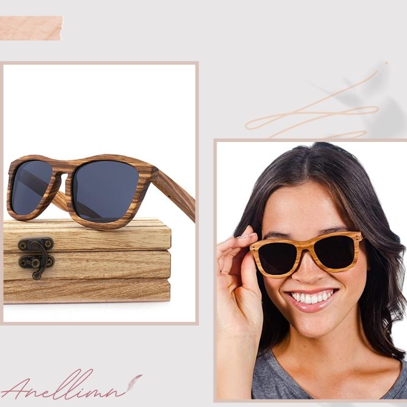 Óculos de Sol Quadrado de Bambu - Estilo, conforto e sustentabilidade. Proteção UV400. Aproveite o sol com elegância.