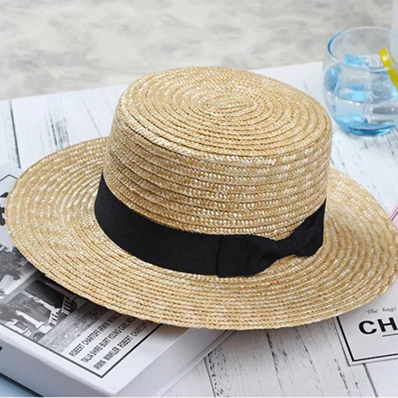 Chapéu Panamá Feminino de Palha com Aba Larga - Proteção solar com estilo sofisticado para o verão.