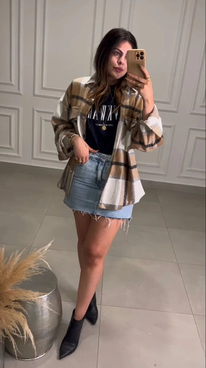 camisa feminina xadrez