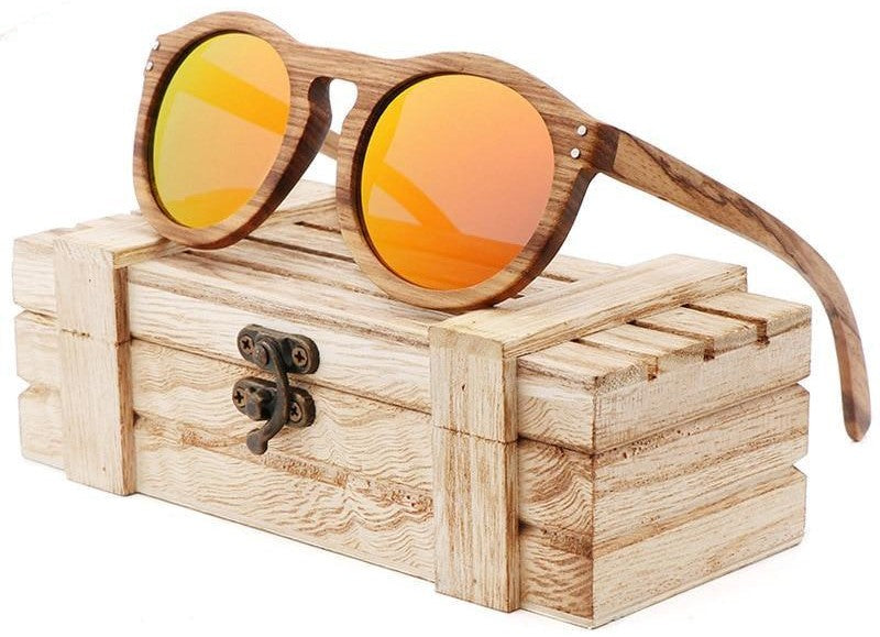 Óculos de Sol Redondo de Madeira Polarizado - Estilo clássico e sustentável para seus olhos.