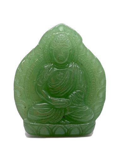 Hand Carved Green Aventurine Buddha Drilled Pendant