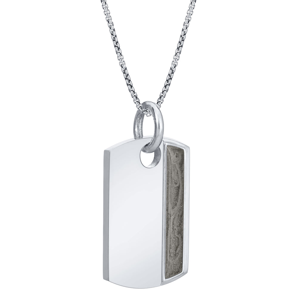 Men's Dog Tag Cremation Necklace in Sterling Silver 1.1mm 18