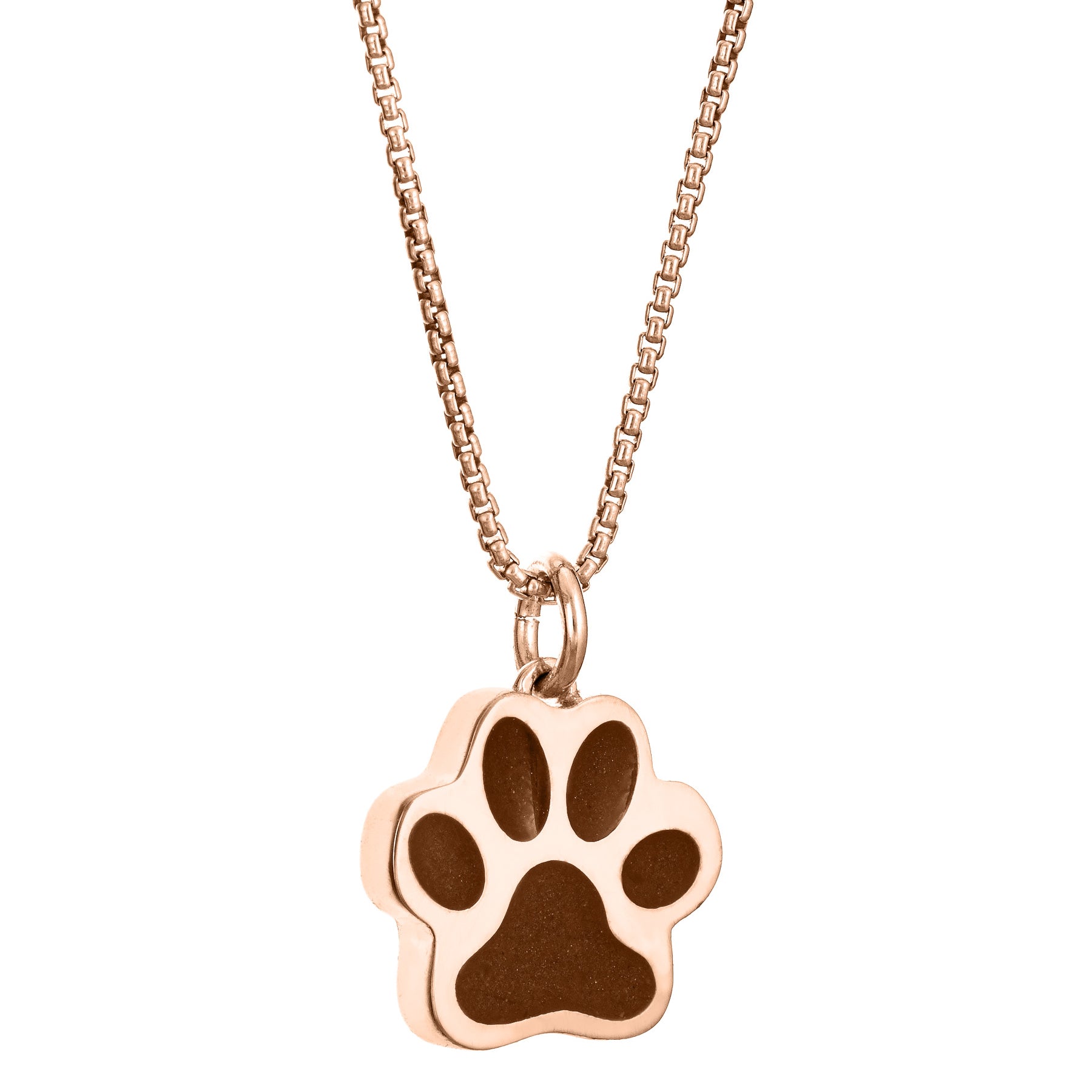 White Gold Hammered Dog Paw Print Pendant Necklace
