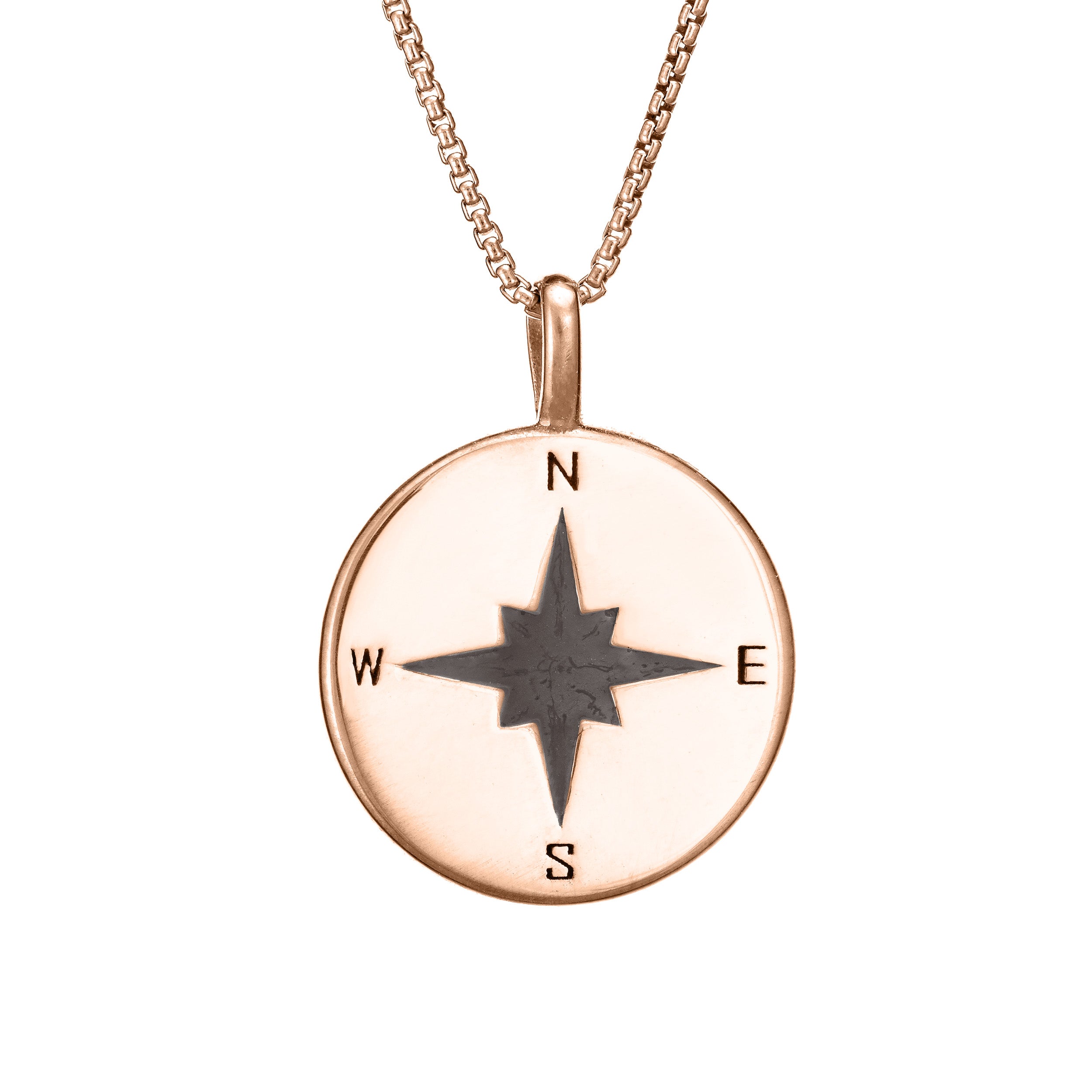 Engraved Compass Necklace With Semi-Precious Stone in 18K Gold Plating -  MYKA