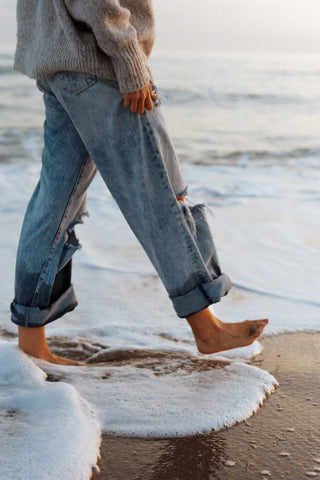 Light Blue Destroyed Denim Boyfriend Jeans