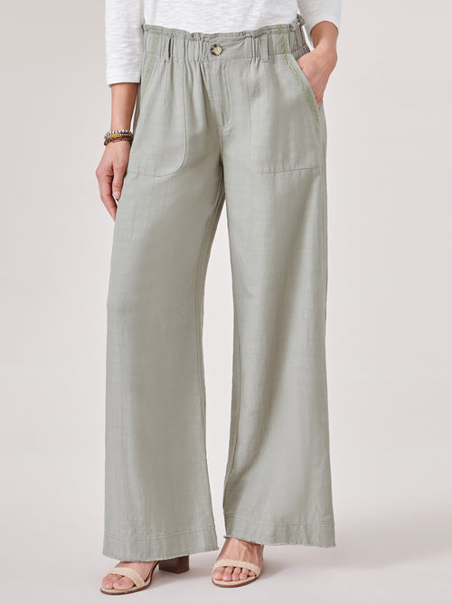 Time & Tru Women's Blue XL Cropped Wide Leg Pants Pull On - $5