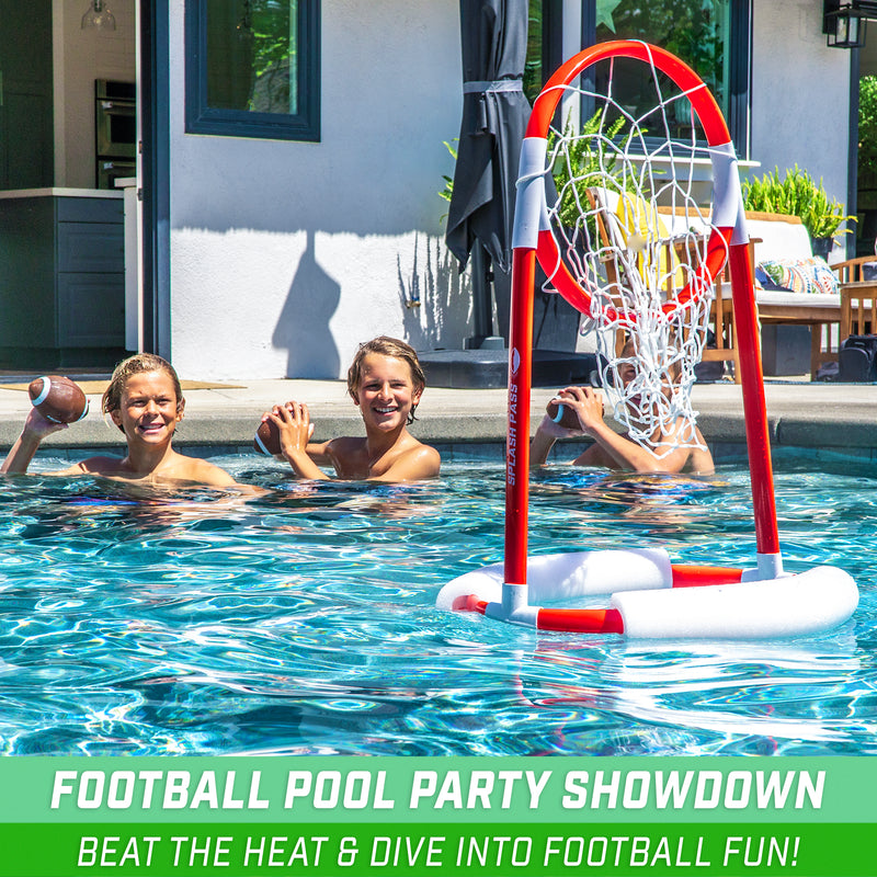 GoSports Splash Pass Floating Pool Football Game | Includes Hoop, 4 Fo