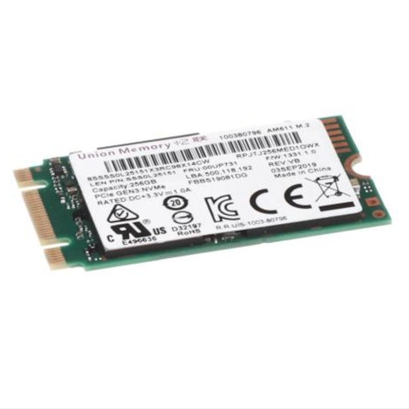 00UP731 - Lenovo Laptop 256GB M.2 PCIe NVMe 2242 Gen3x2 Solid State SSD - Genuine OEM