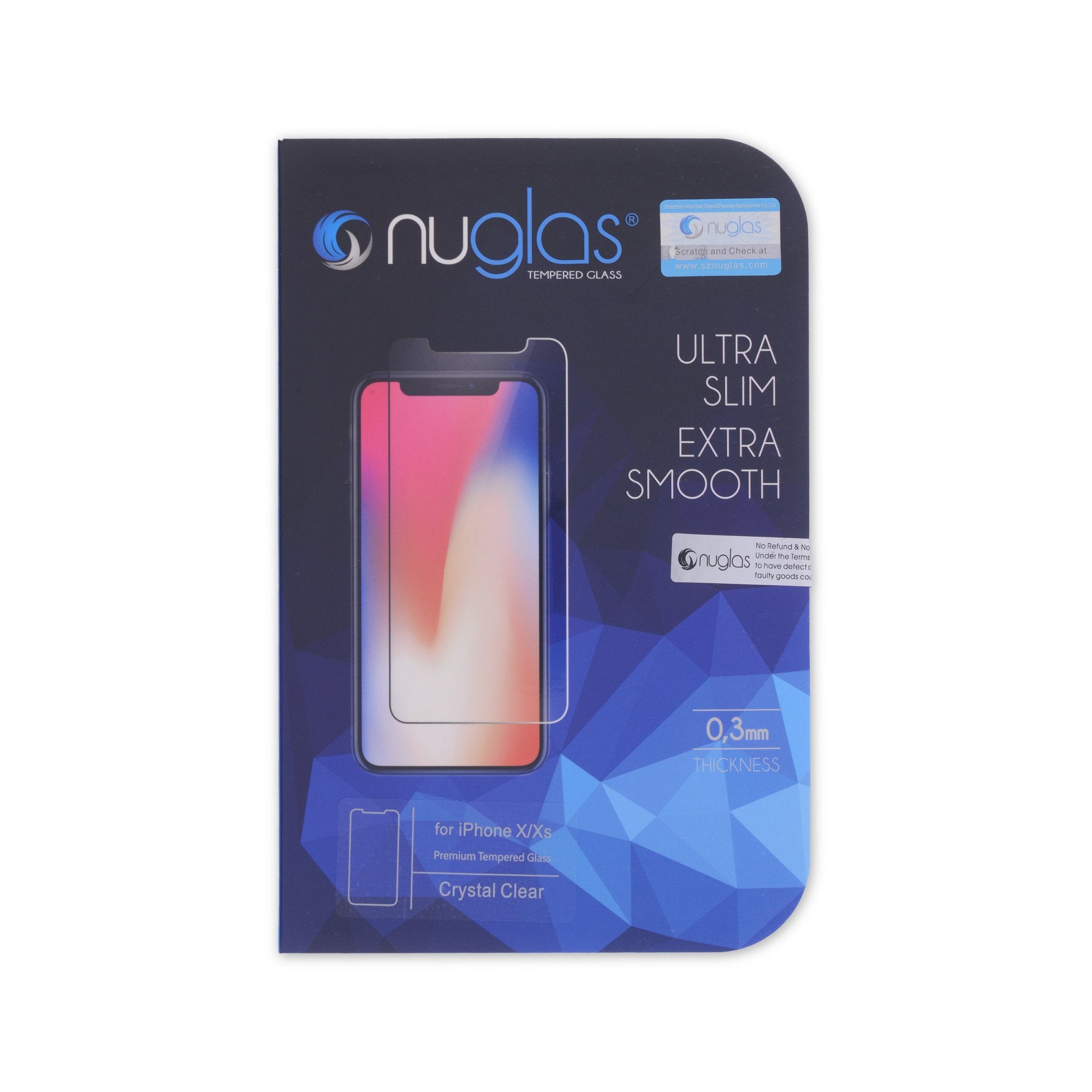 NuGlas Tempered Glass Screen Protector for iPhone X/XS/11 Pro