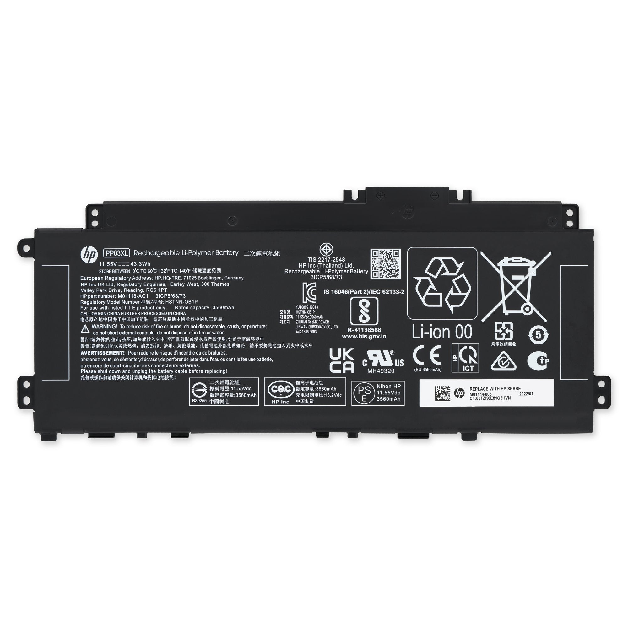 HP PP03XL Battery - Genuine New Part Only