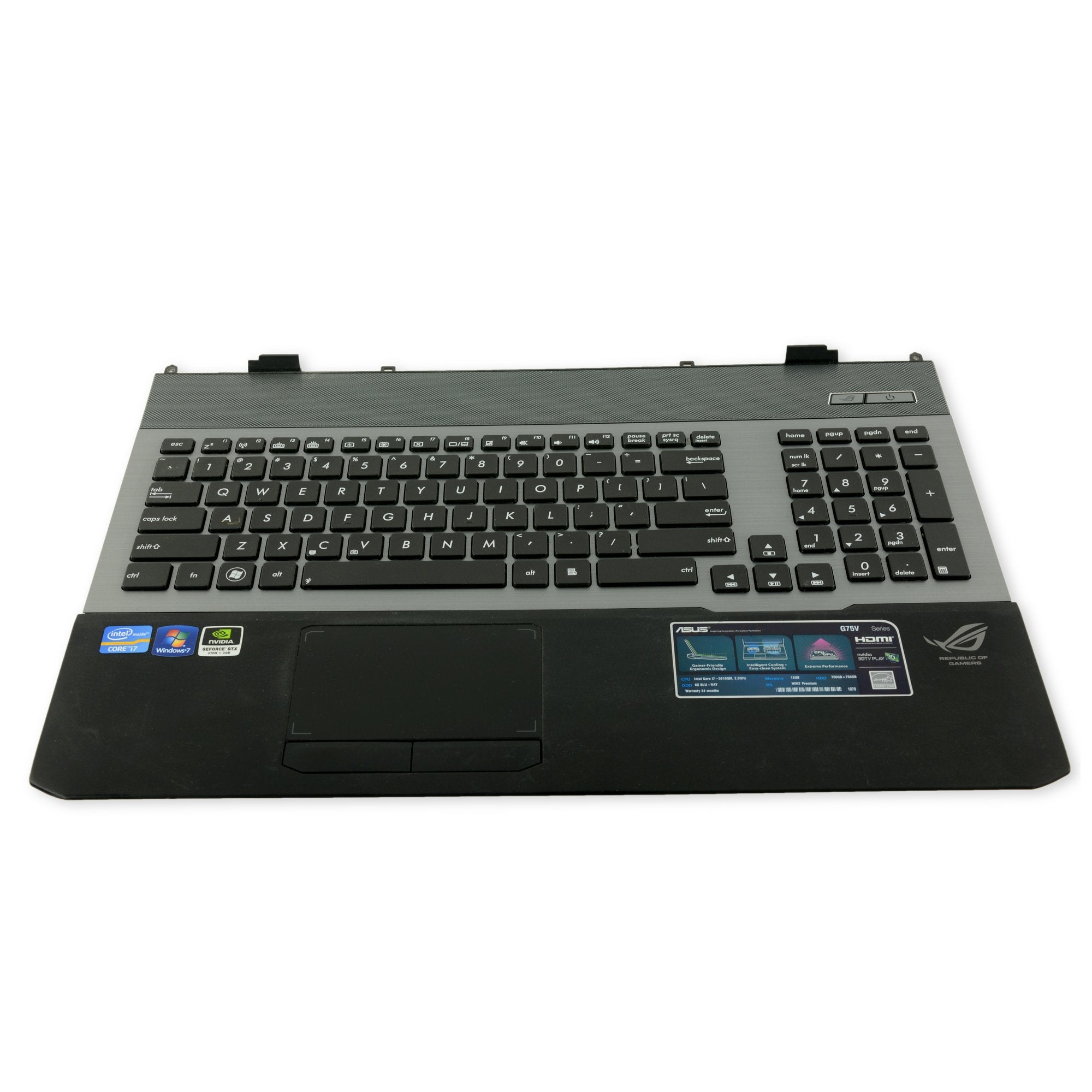 Asus G75VW-DS73-3D Upper Case Assembly