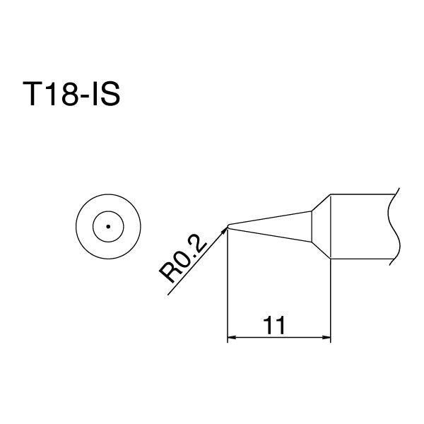 Hakko T18 Series Tips New .2 mm Pointed T18-IS