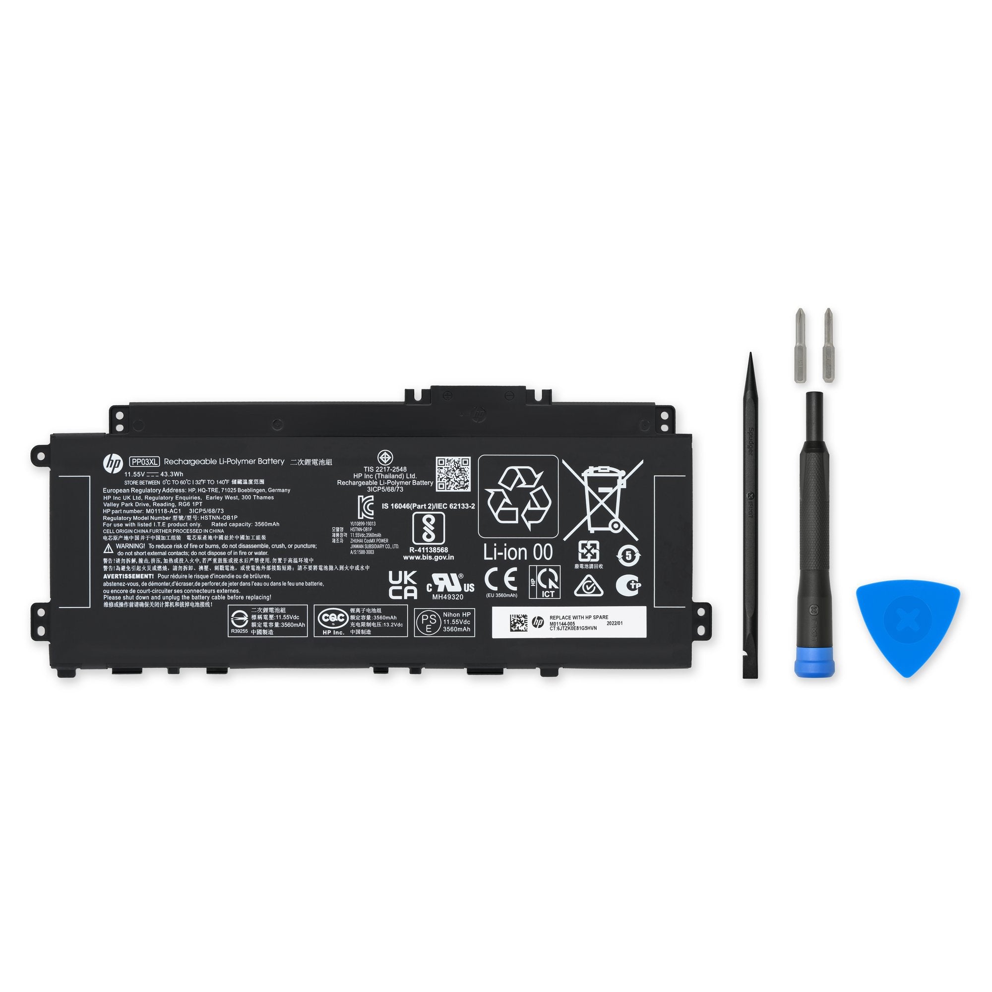 HP PP03XL Battery - Genuine New Fix Kit