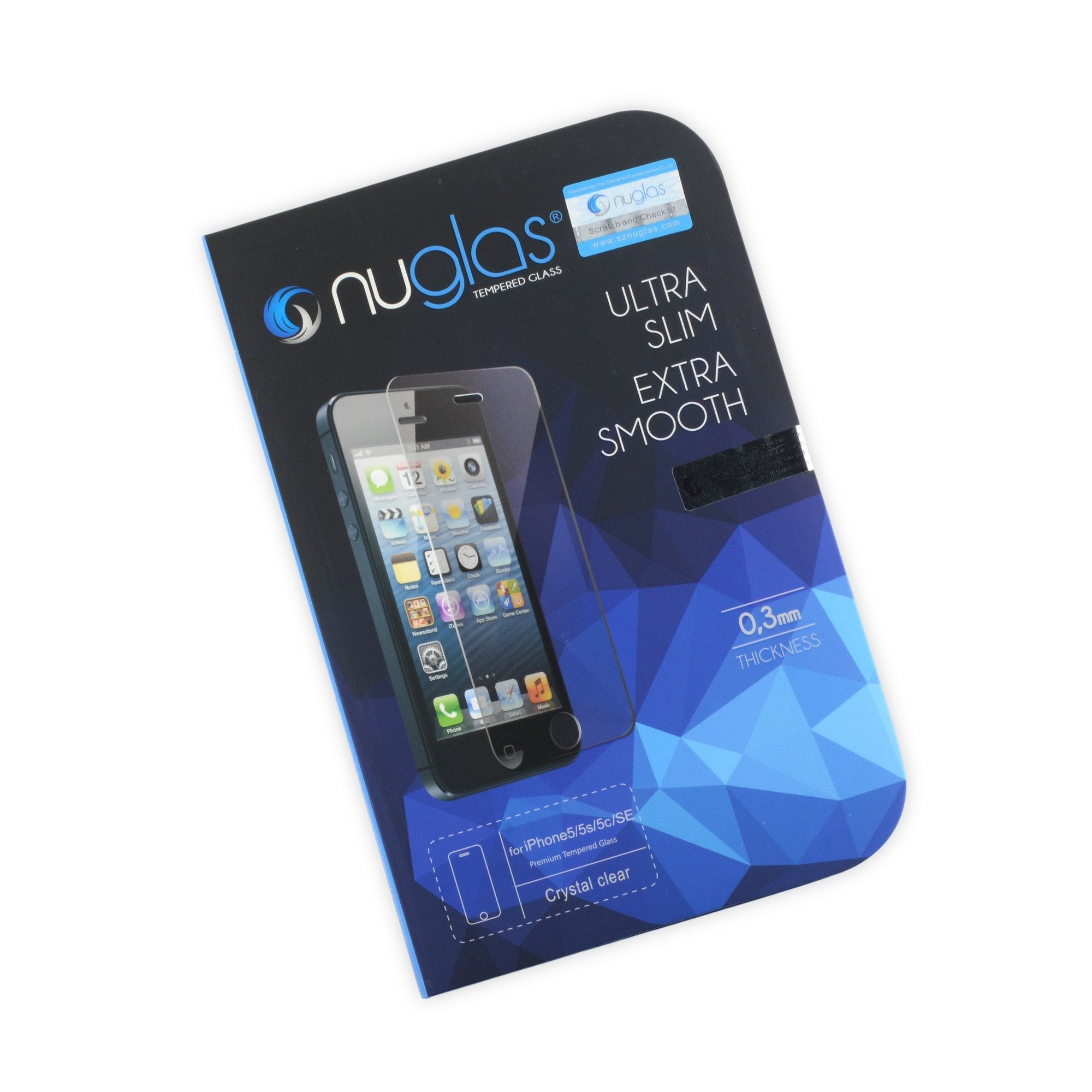 NuGlas Tempered Glass Screen Protector for iPhone 5/5s/5c/SE (1st Gen)