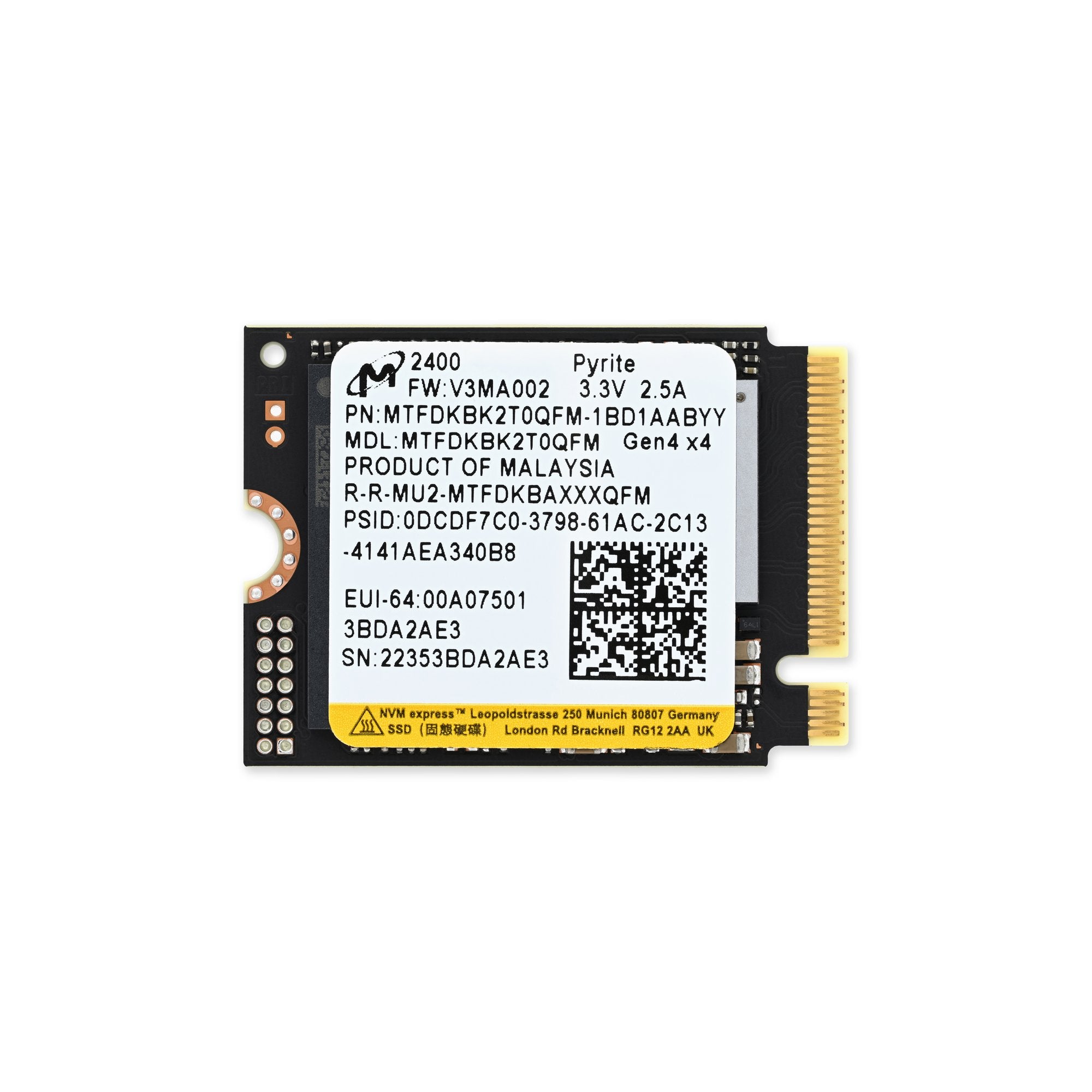 Micron 2400 NVMe PCIe Gen4 2230 SSD New 1TB SSD Only