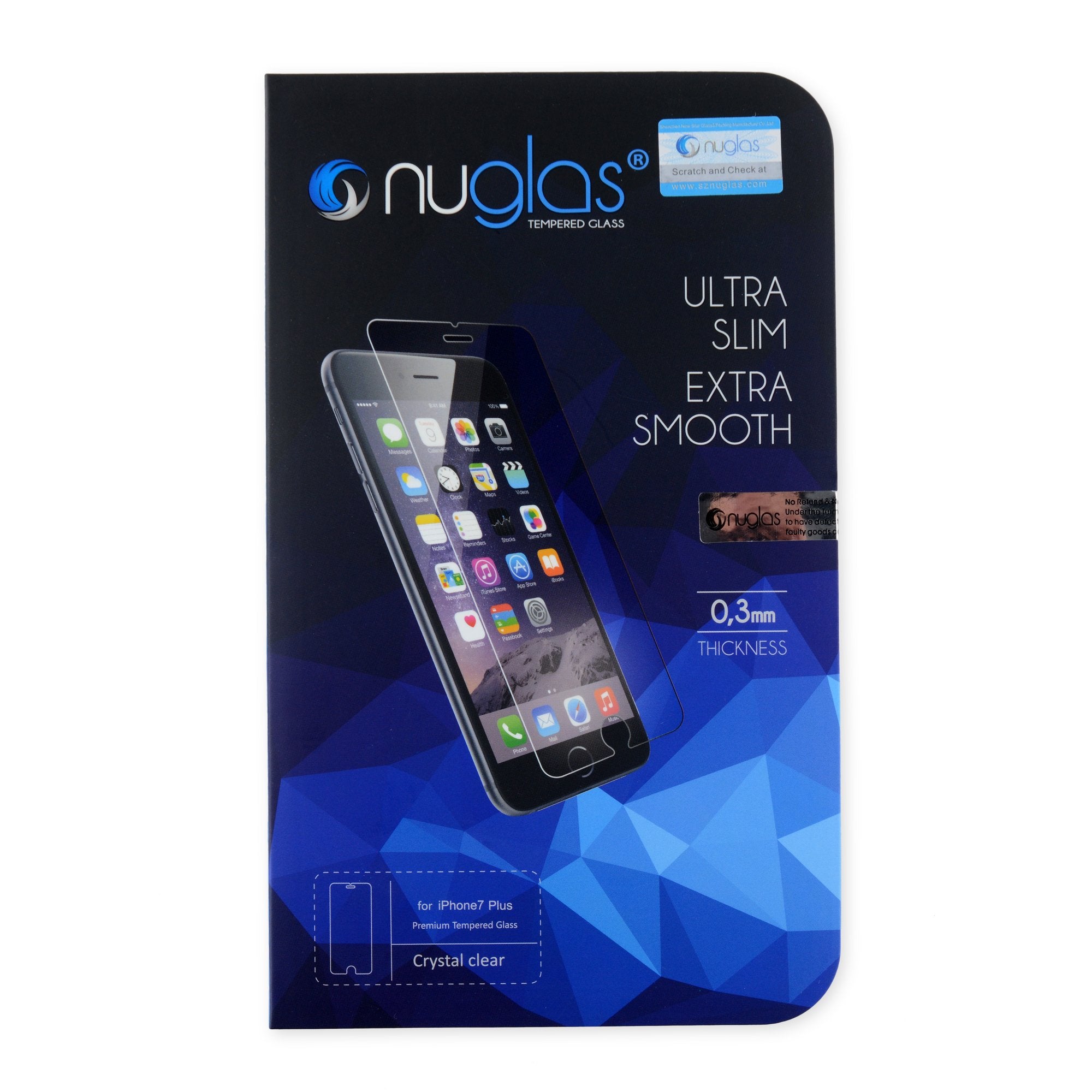 NuGlas Tempered Glass Screen Protector for iPhone 7 Plus/8 Plus