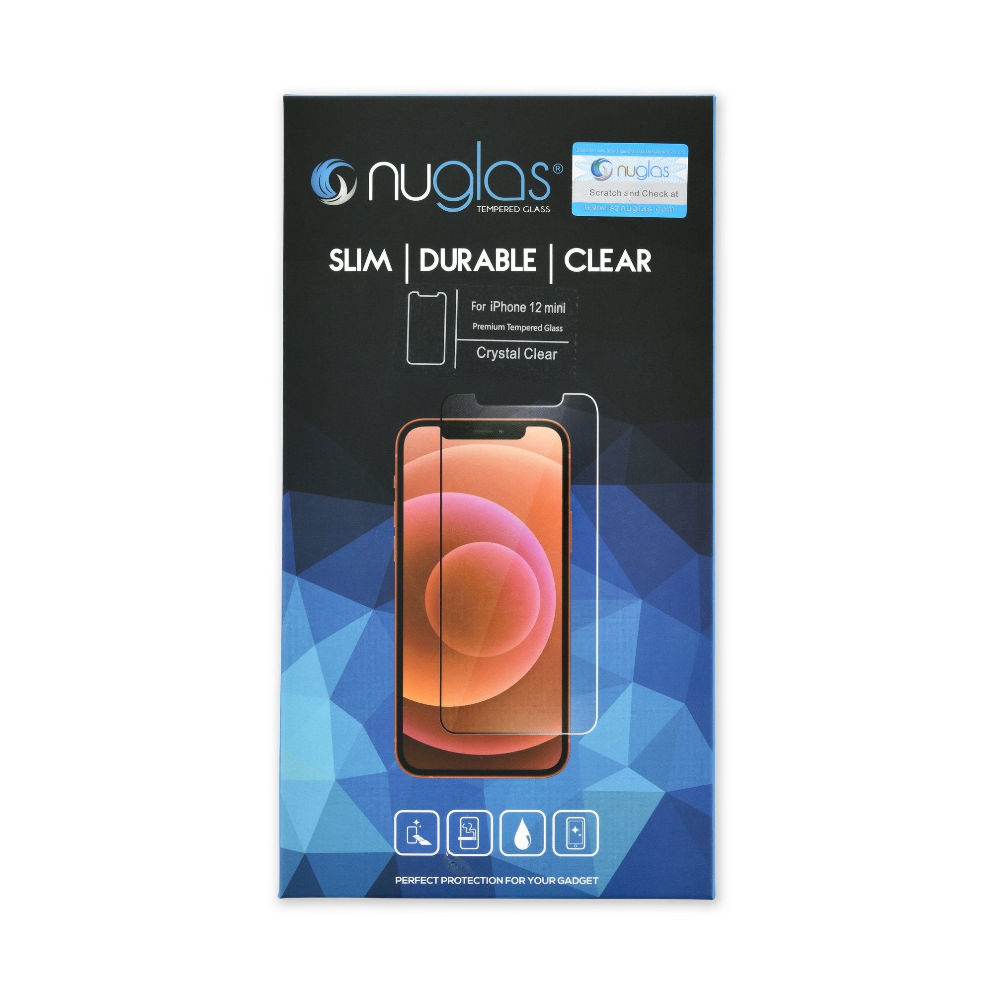 NuGlas Tempered Glass Screen Protector for iPhone 12 mini New