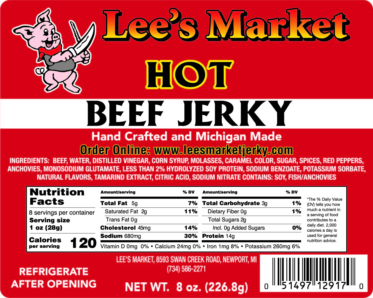 Hot Beef Jerky for Sale | Lee's Market Jerky