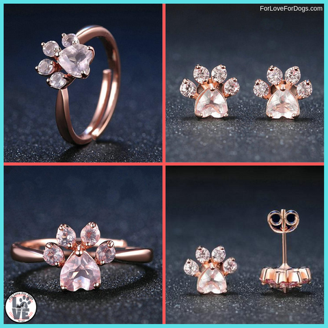 FLFD - Crystal Earrings For Women Dog Paw forlovefordogs for love for dogs jewelry earring