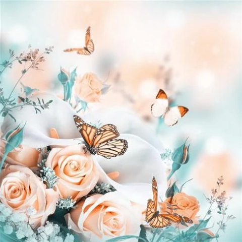 Roses and butterflies painting by number