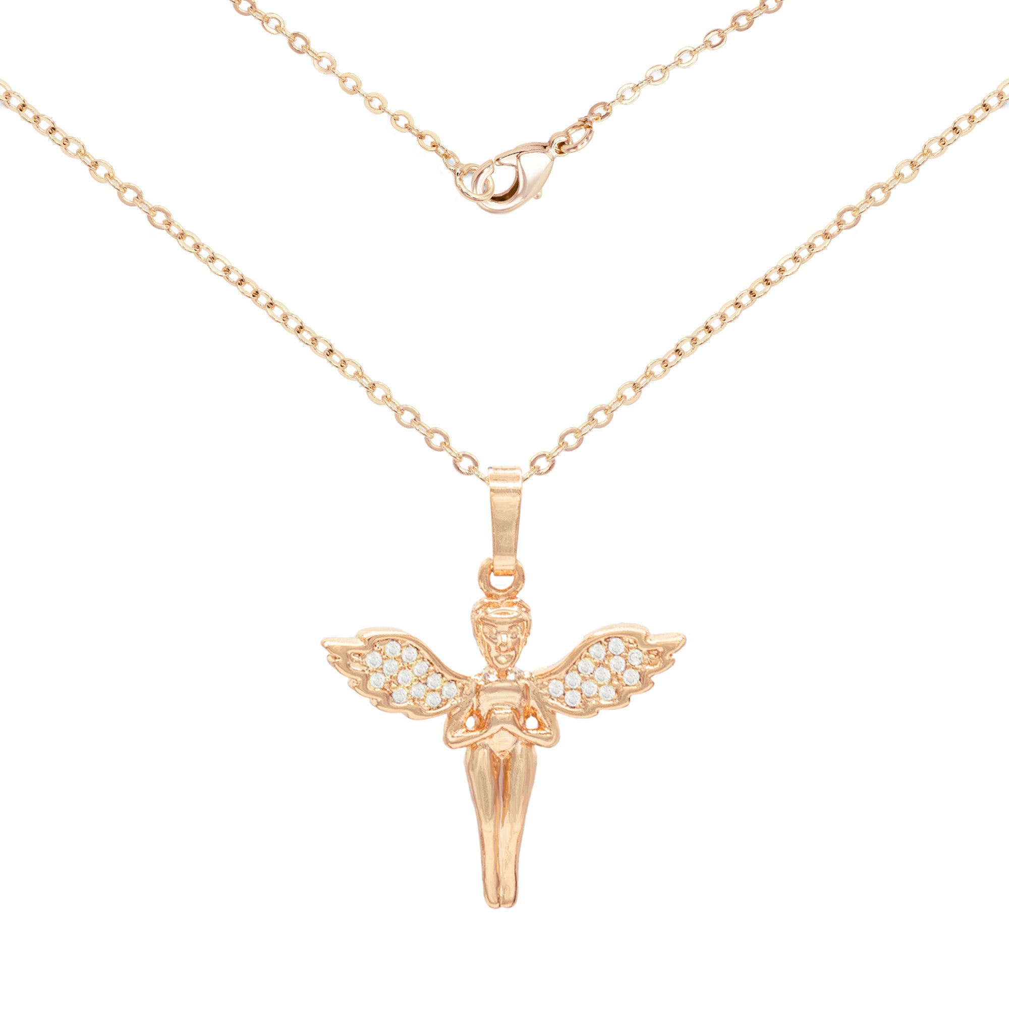 gold filled angel pendant set