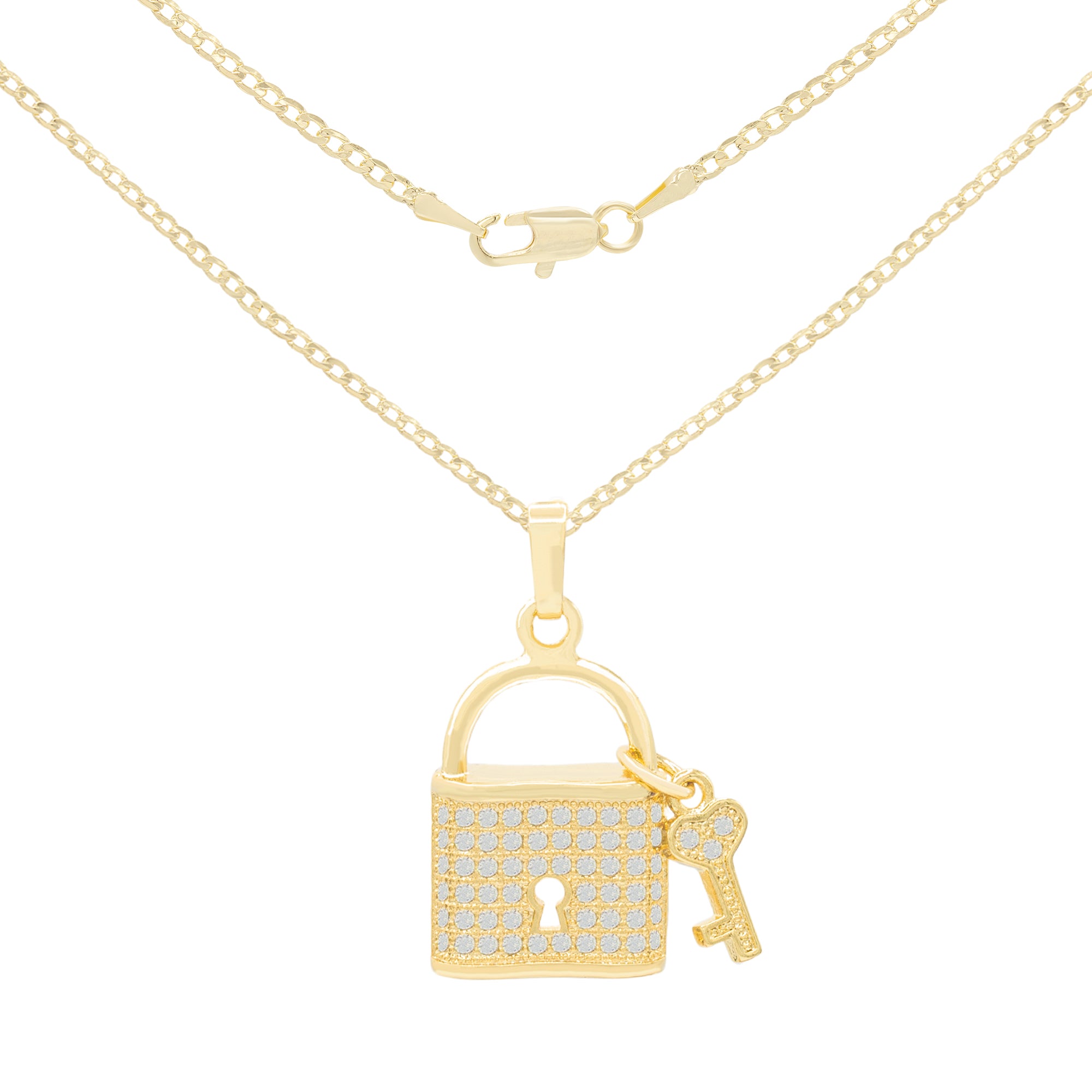 gold filled lock pendant set