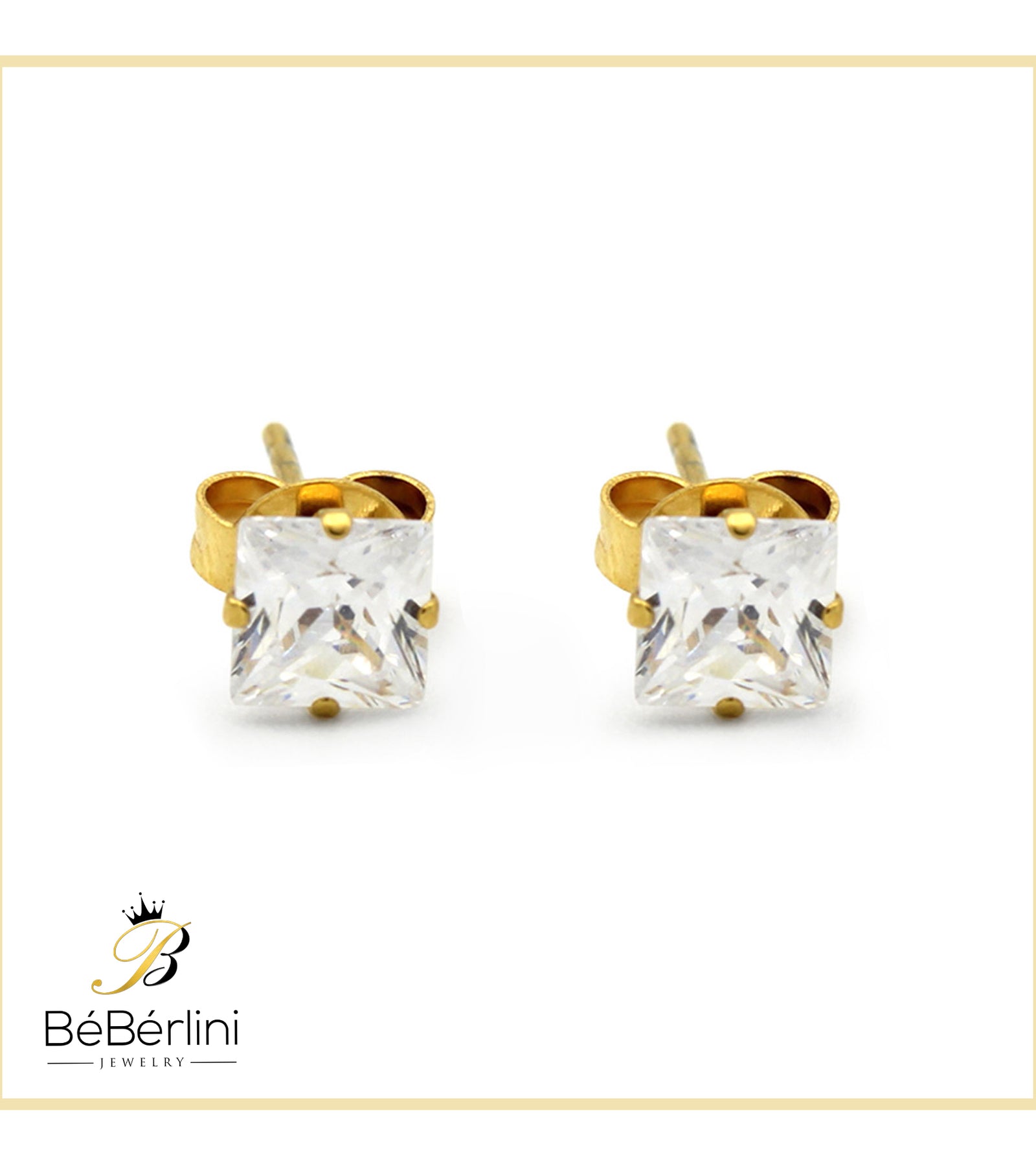 18k Gold Plated Clear Cubic Zirconia 10 mm Square Stud Earrings So Chic Jewels 18k Gold Plated Clear Cubic Zirconia 10 mm Square Stud Earrings So Chic Jewels