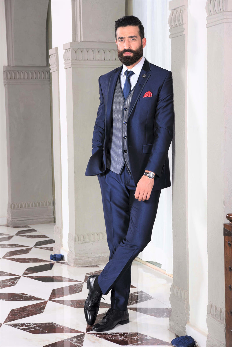 Designer Blue 3-piece Suit – Bonsoir