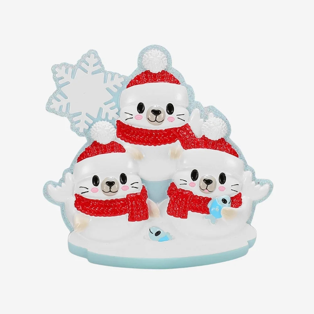 Arctic Seal Family of 3 Ornament