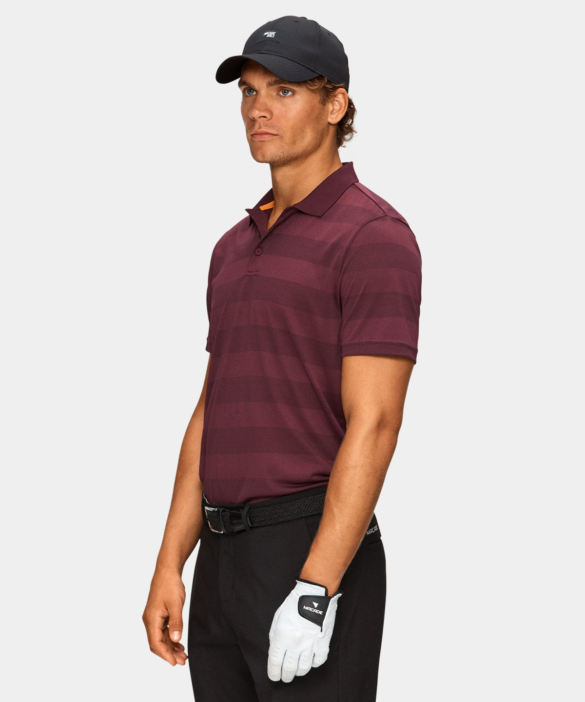 maroon golf polo shirt