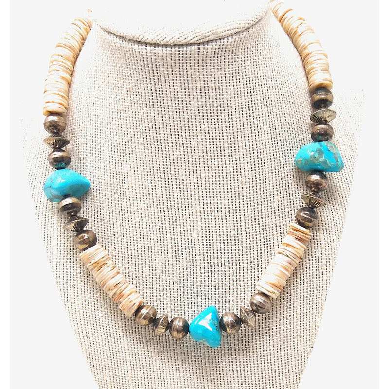 Turquoise Nugget and Shell Heishi Necklace – The Relux