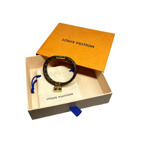 Louis Vuitton Aubergine & Gold LV Monogram Logo Inclusion Bangle Bracelet
