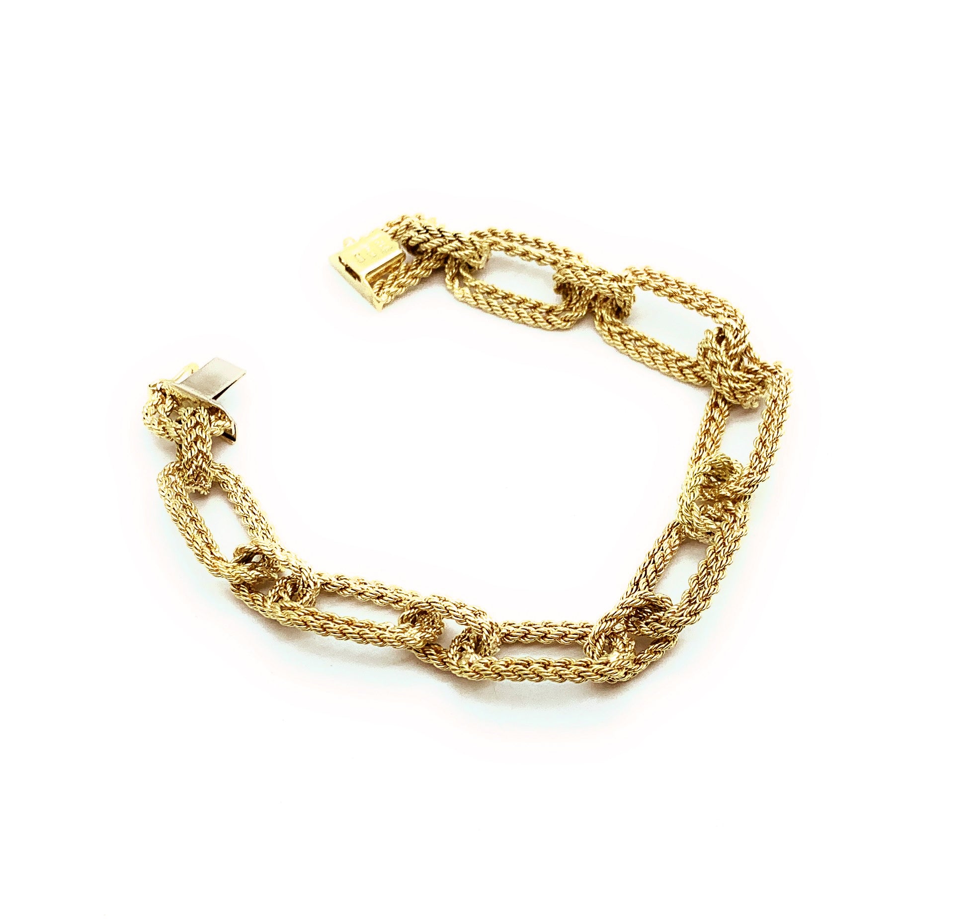 SUCCO 14K Yellow Gold Double Rope Oval Link Bracelet