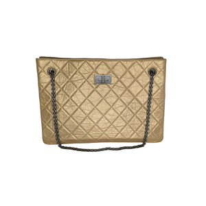 2018 Chanel Gold Quilted Metallic Aged Calfskin Leather Small