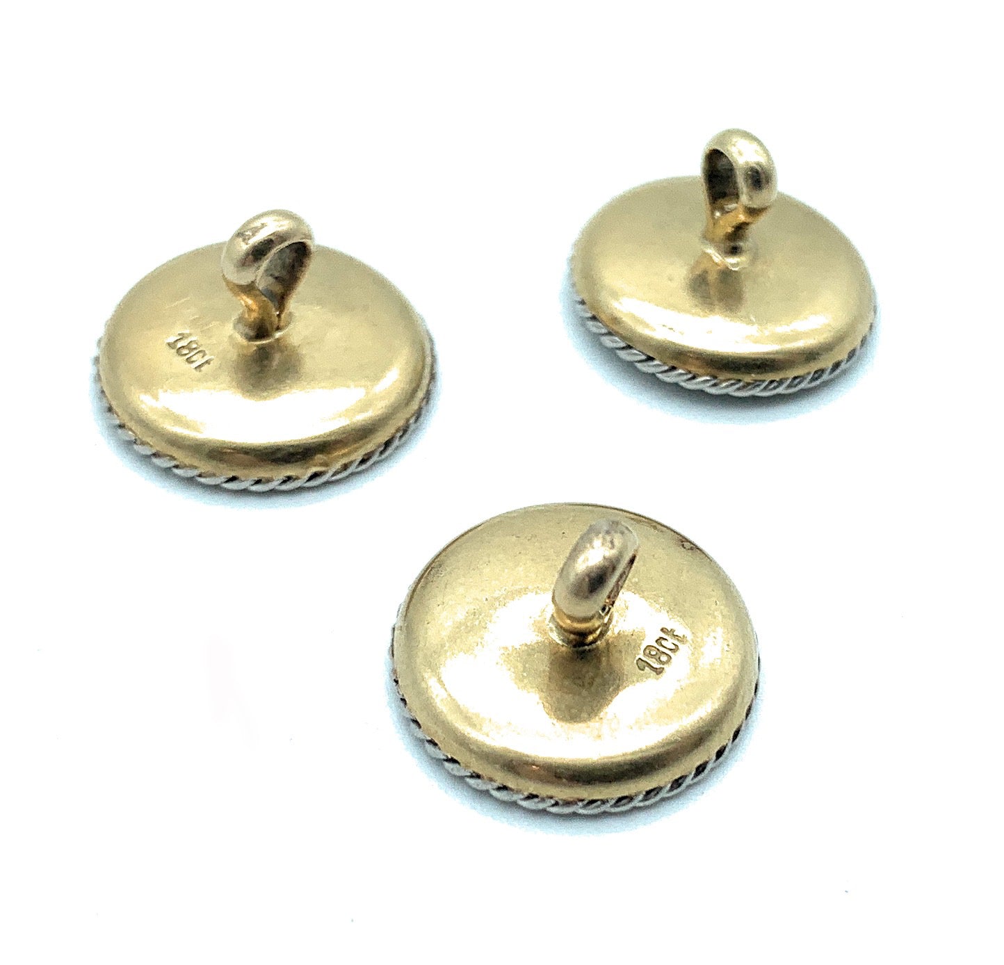 Vintage 18K Two-Tone Gold & Mother Of Pearl Buttons - Set of 3