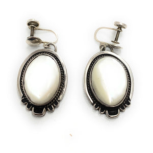 Vintage Sterling Silver & Abalone Drop Earrings - TheRelux.com