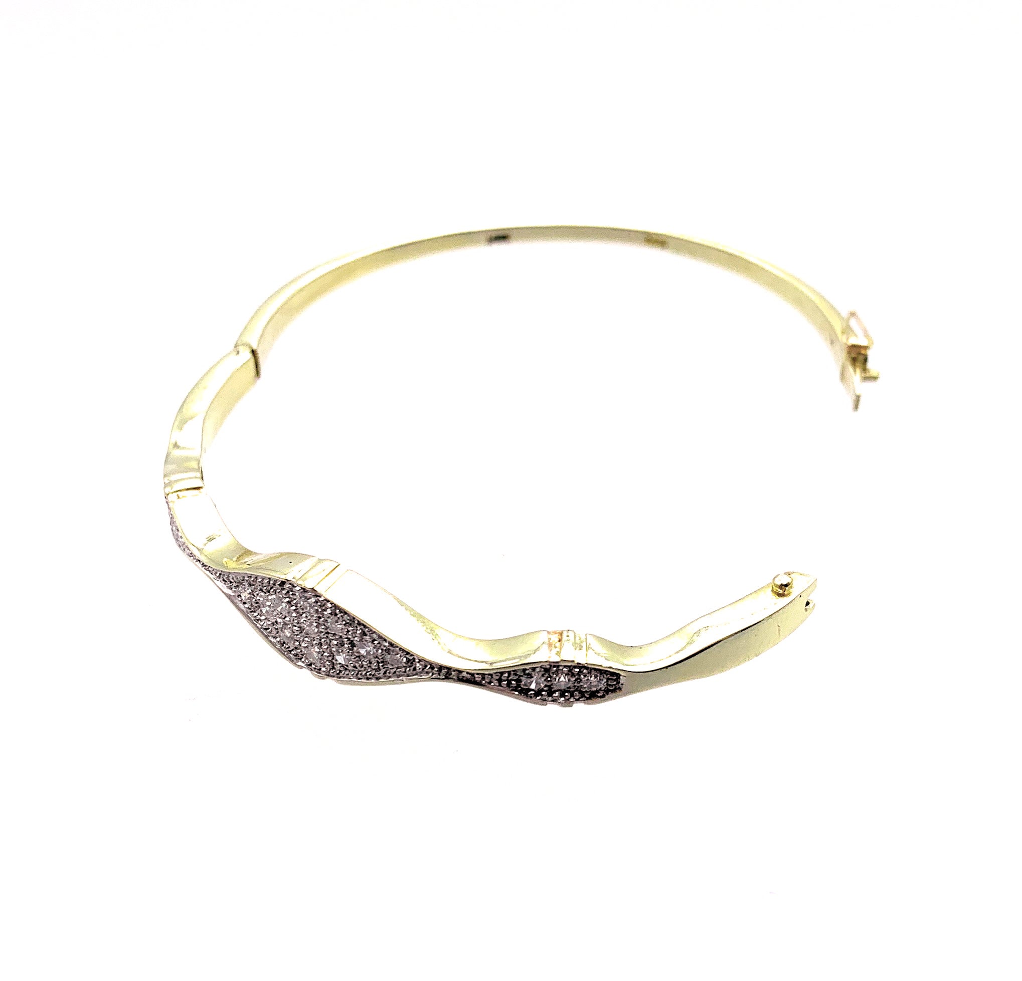 14K Yellow Gold & 0.50ctw Diamond Hinged Bangle Bracelet