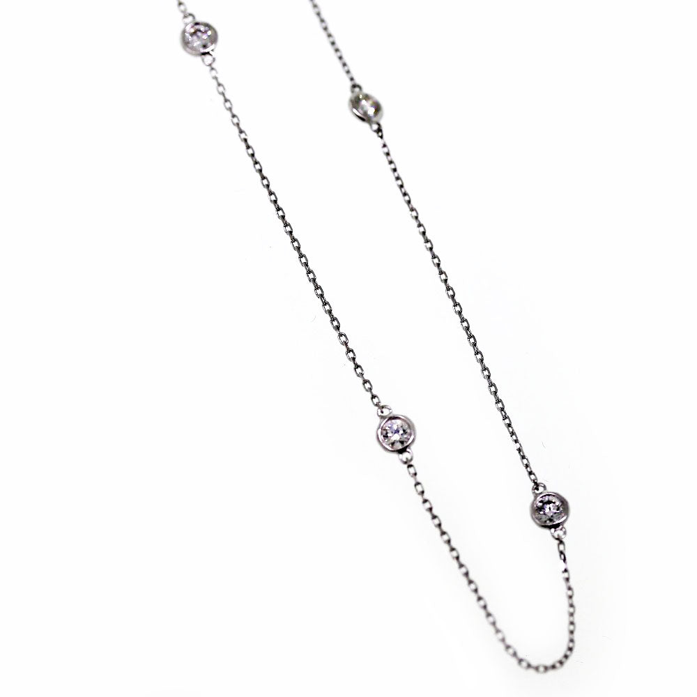 18K White Gold 0.72ctw Diamond 9-Station Necklace