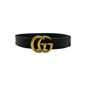 GUCCI Double G Buckle Black Leather Belt 400593-US