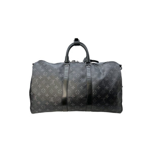 Louis Vuitton Keepall Bandouliere Monogram Eclipse Reverse 50 Gray in  Coated Canvas with Silver-tone - US