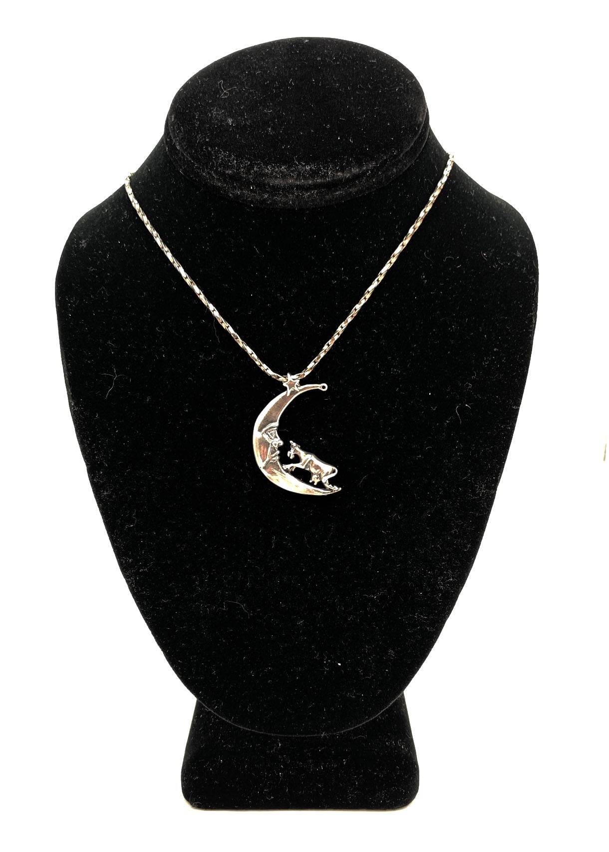 Marty Magic Sterling Silver Cow Jumping Over The Moon Charm Pendant Necklace
