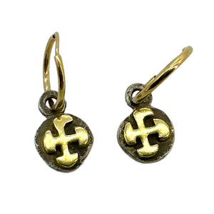 Lee Brevard 18K YG & Sterling Silver Tiny Marina Cross Earrings -  