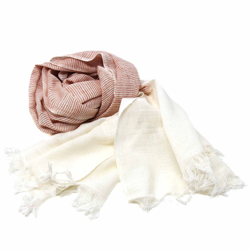 Dyed Rust and Cream Cotton Scarf with 