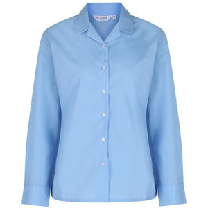 Long Sleeve Revere Collar Blouse (Twin Pack) Blue