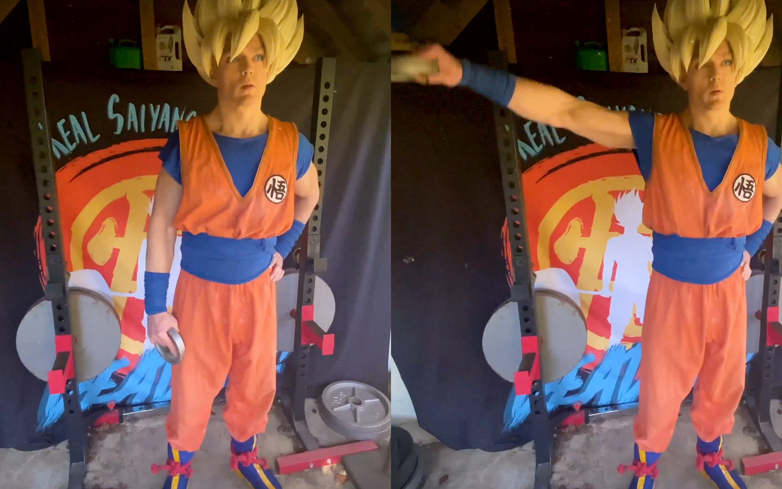 Dragon Ball Z Super Son Goku Cosplay Fitness Side Lateral Raises Bodyweight Callisthenics Anime Workout