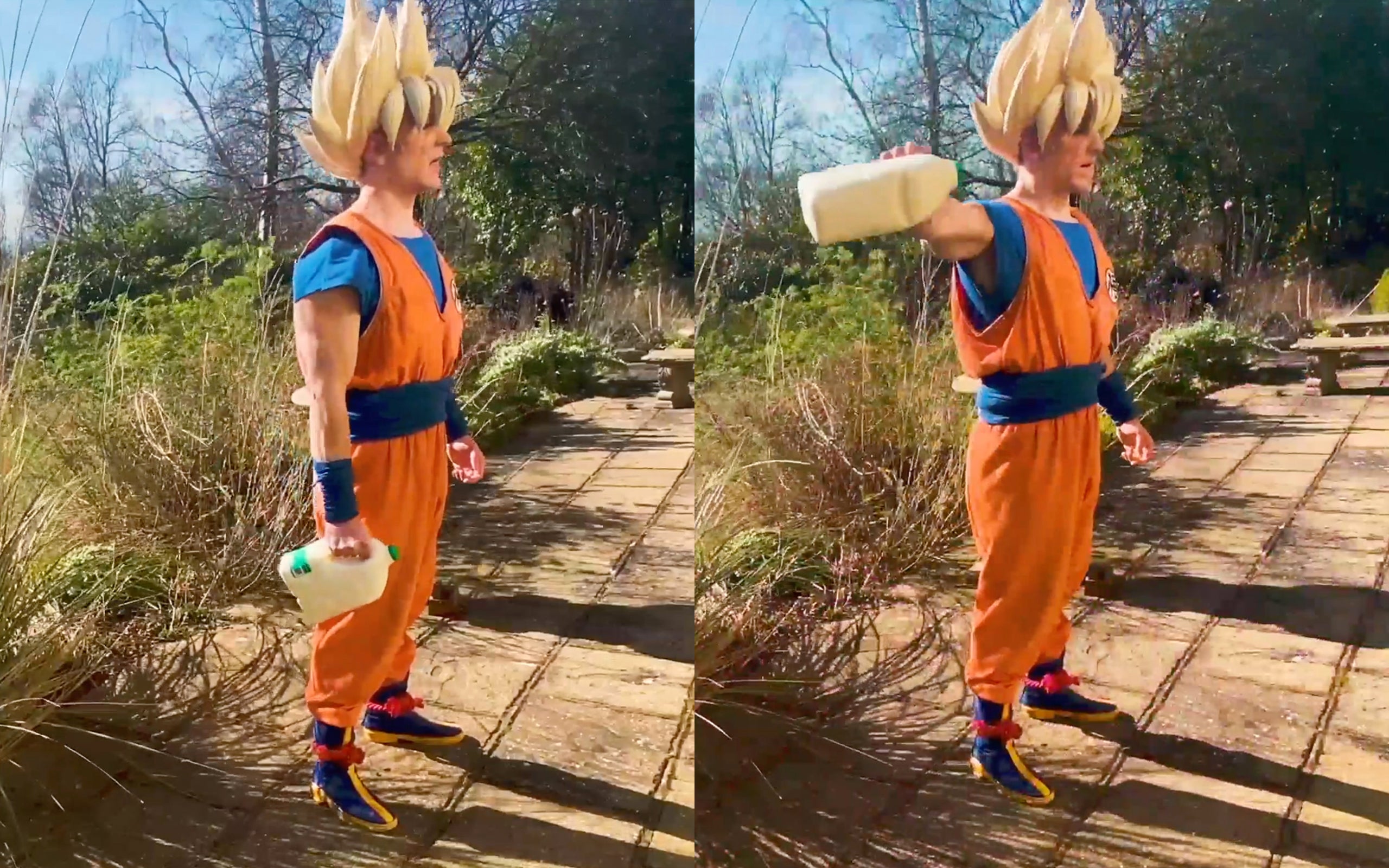 Dragon Ball Z Super Son Goku Cosplay Fitness Side Lateral Raises Bodyweight Callisthenics Anime Workout