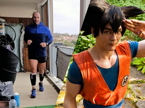 Cosplay Anime Fitness Quarantine Workout: Goku says be like balcony man!